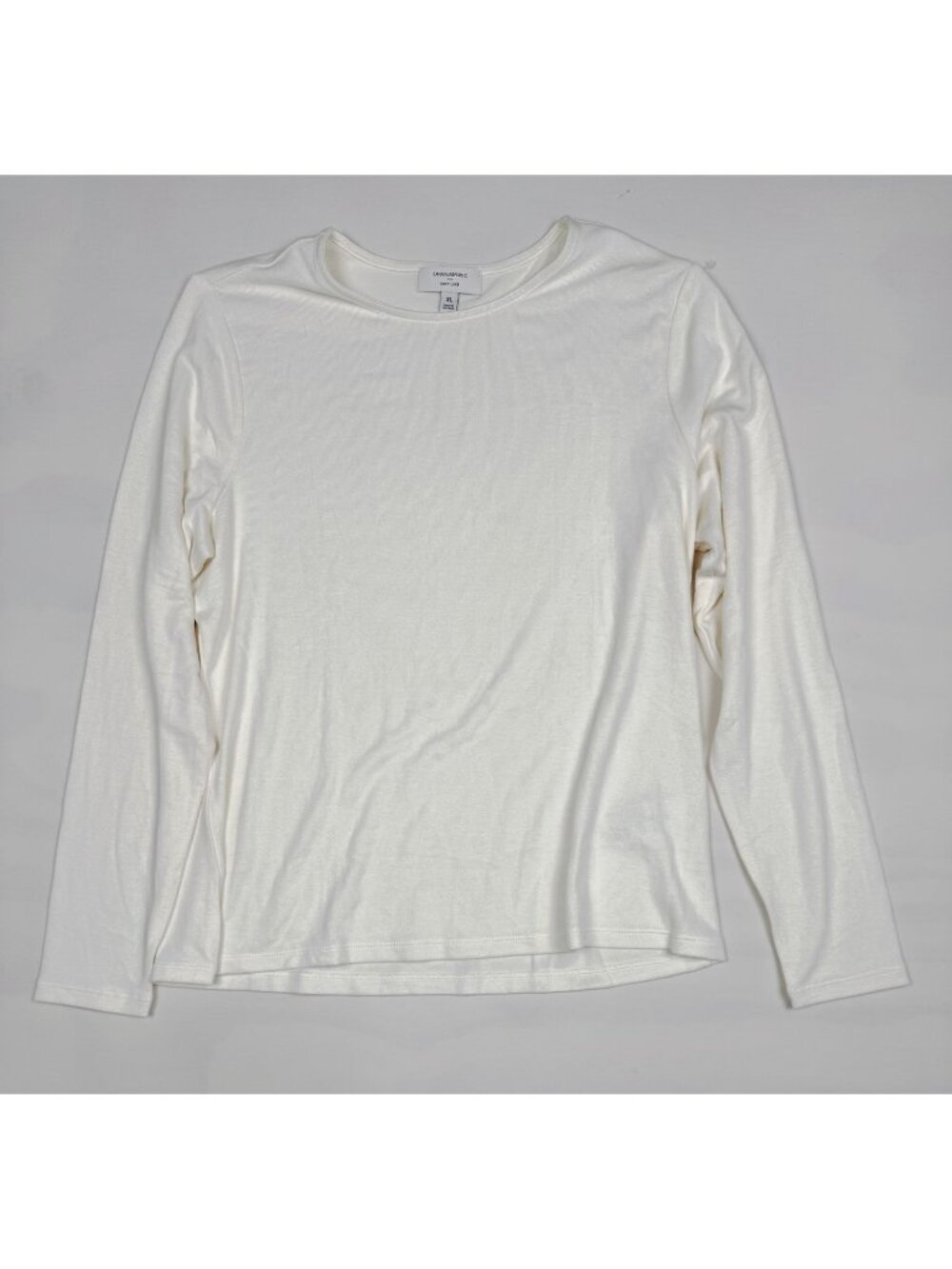 Banana Republic Soft Luxe Long Sleeve Crew Neck Tee Ivory Womens XL Stretch Top
